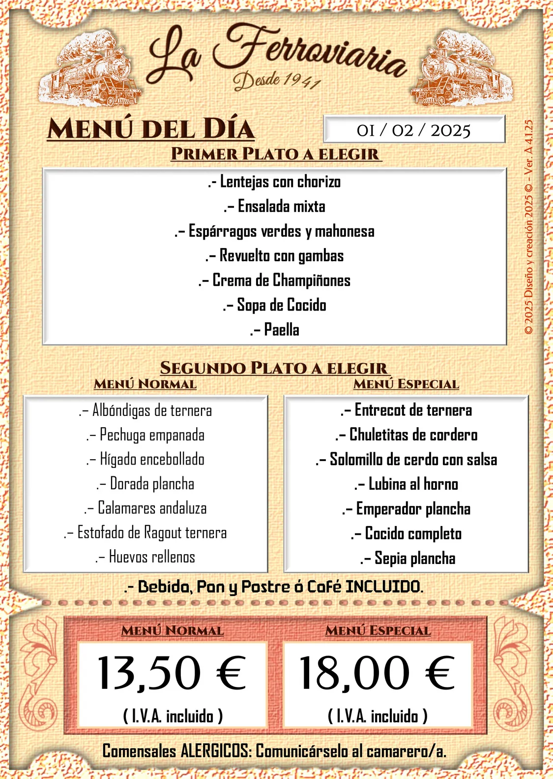 Menu del dia